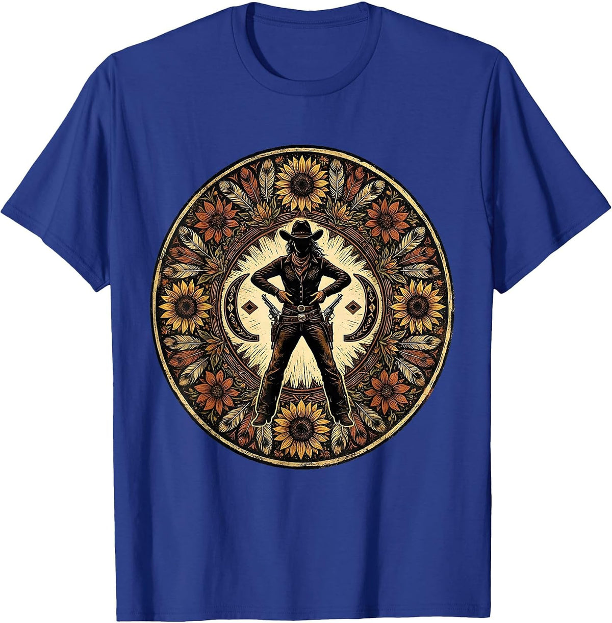 Cowgirl Quick Draw Lightning Speed Graphic T-Shirt - Royal Blue