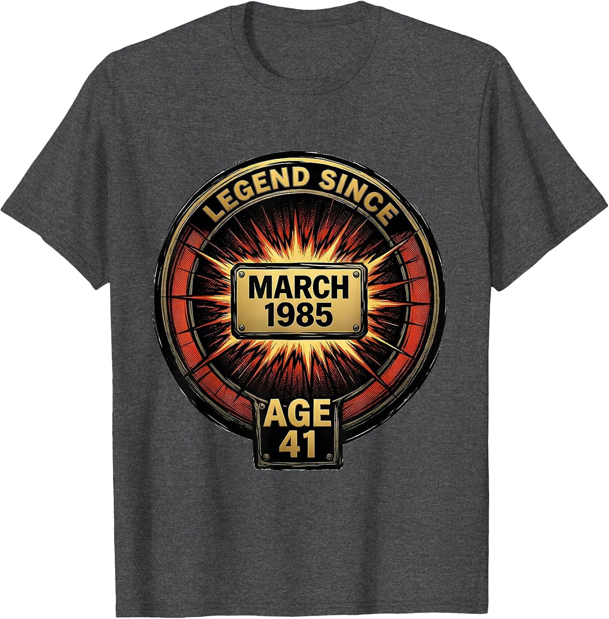Men's LEGEND SINCE MARCH 1985 AGE 41 Vintage Retro Birthday Men T-Shirt - Dark Heather Grey