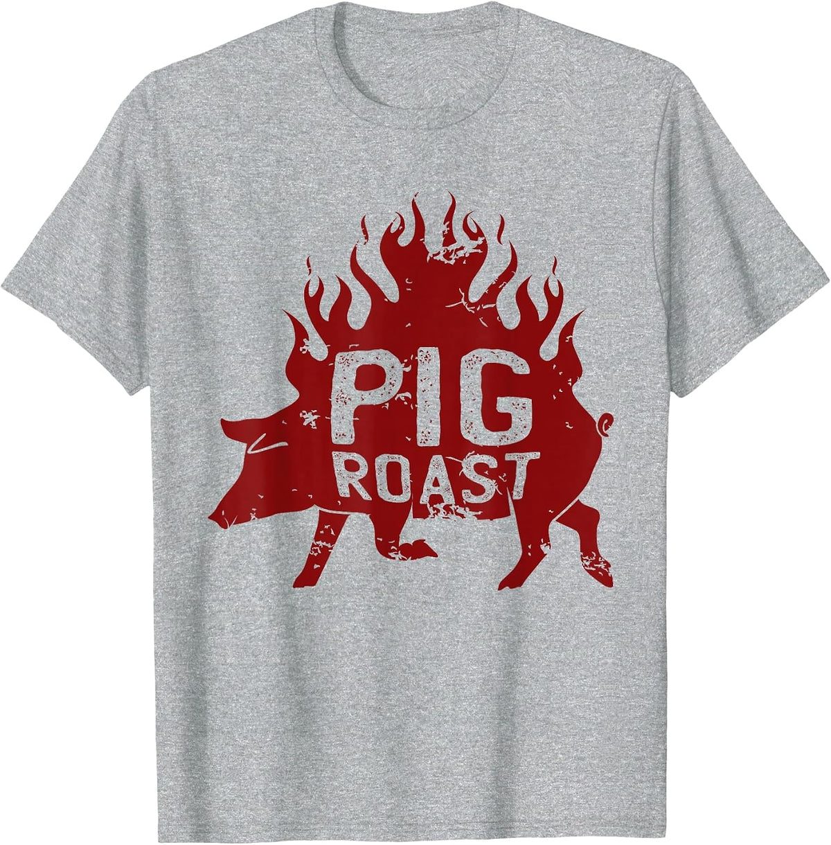 Pig Roast Meat Grilling Roast Grilled Barbecue T-Shirt - Heather Grey