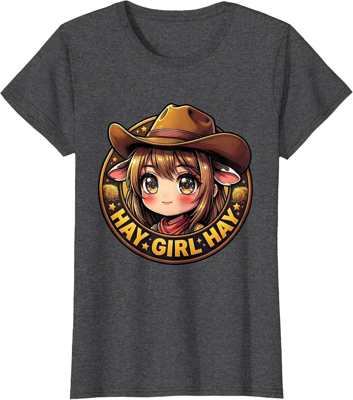 Women's Hay Girl Hay Cowgirl Western Design T-Shirt - Dark Heather Grey