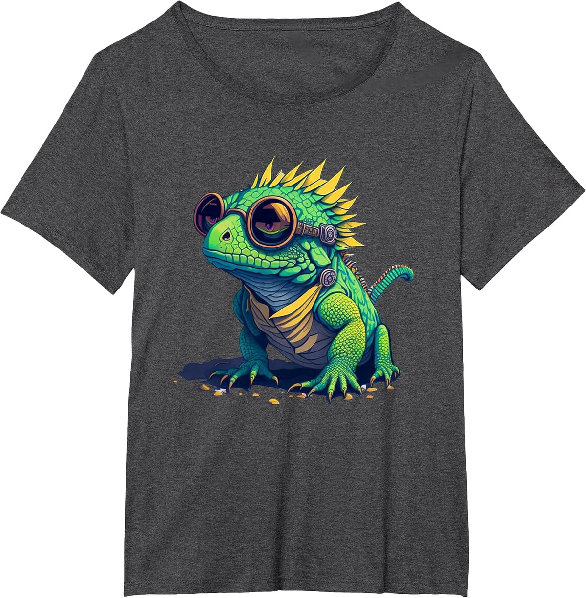Funny Chameleon with Sunglases Lizzard Reptile T-Shirt - Dark Heather Grey