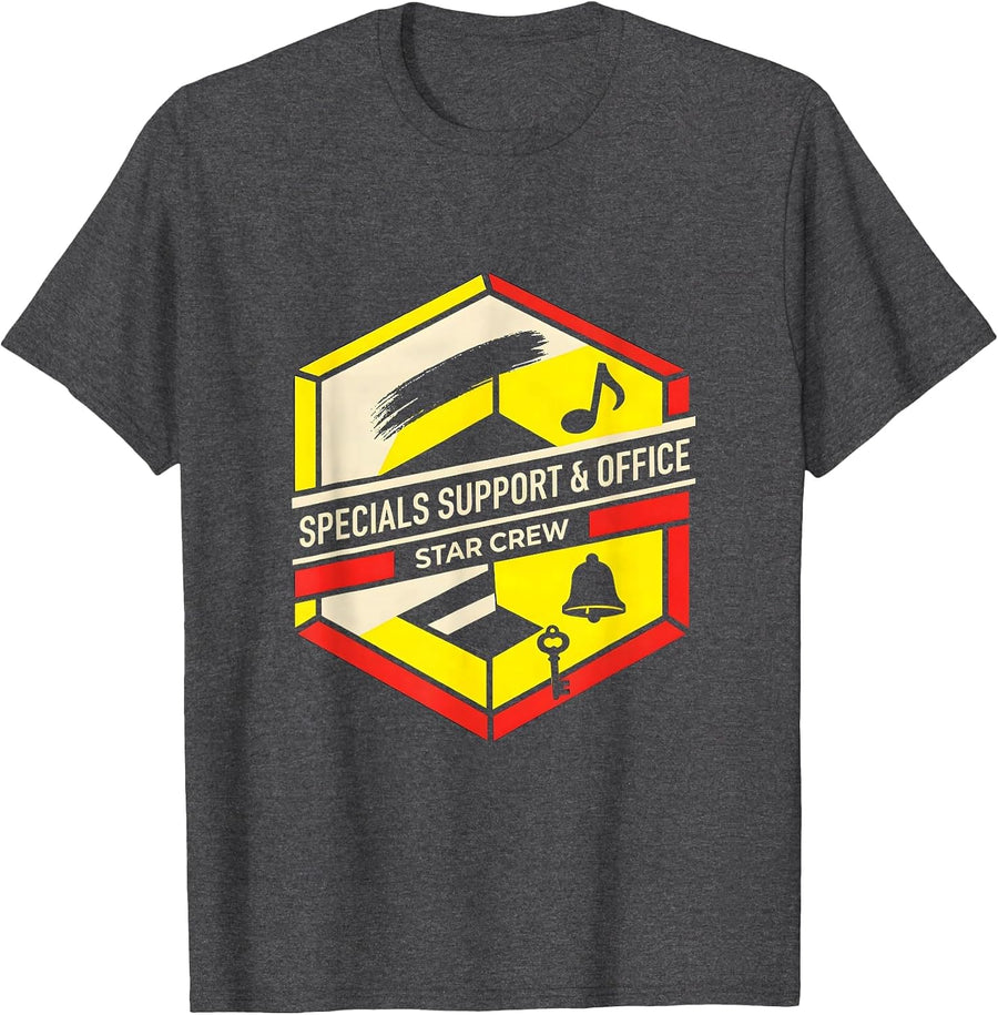 Men's Specials Support Office Star Crew Teacher Appreciation Crew T-Shirt - Dark Heather Grey