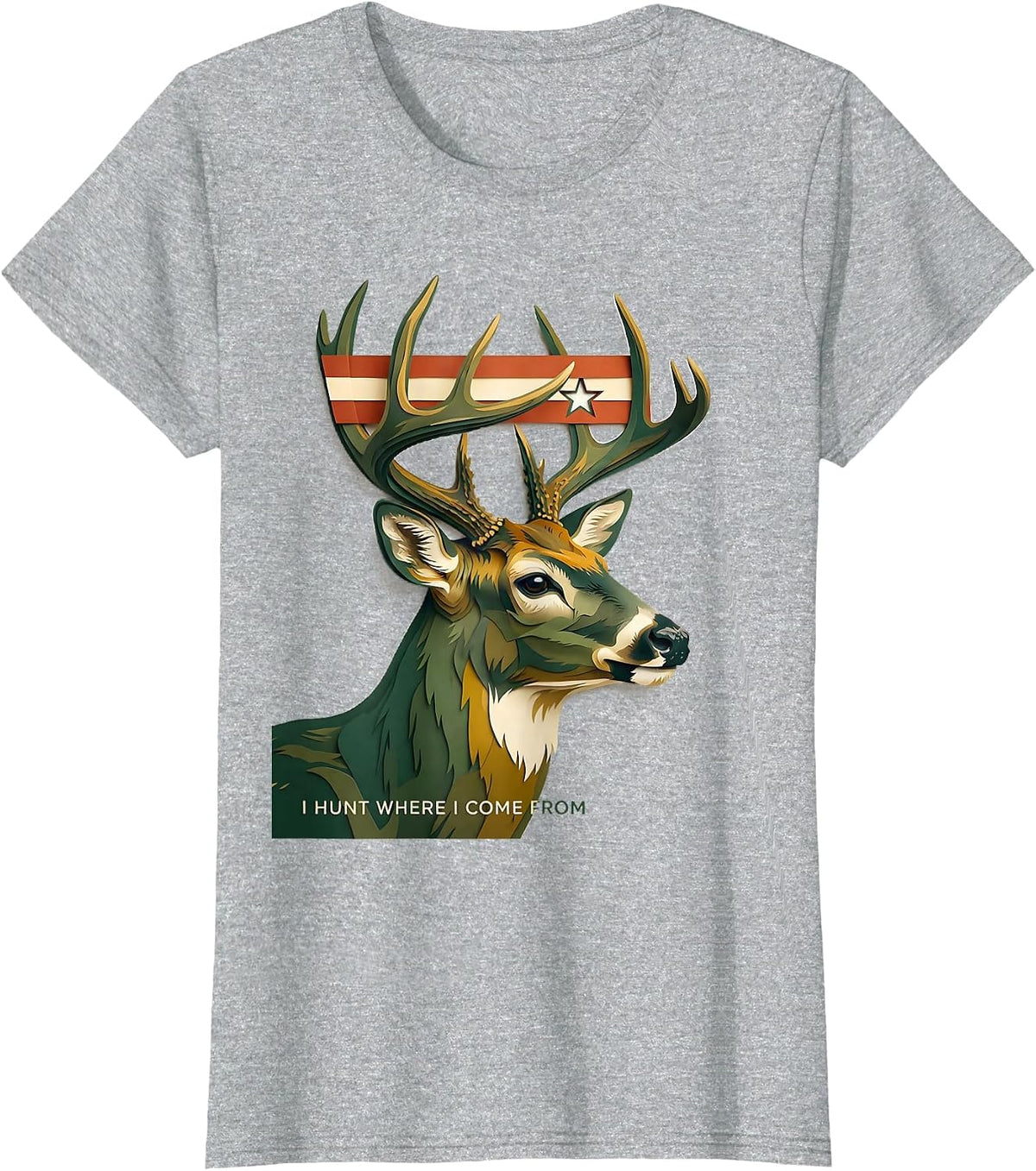 I Hunt Where I Come From Patriotic Camo Deer Hunter Dad Gift T-Shirt - Heather Grey