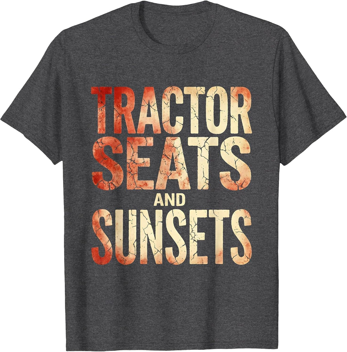 Tractor Seats and Sunsets Farming Life Design T-Shirt - Dark Heather Grey