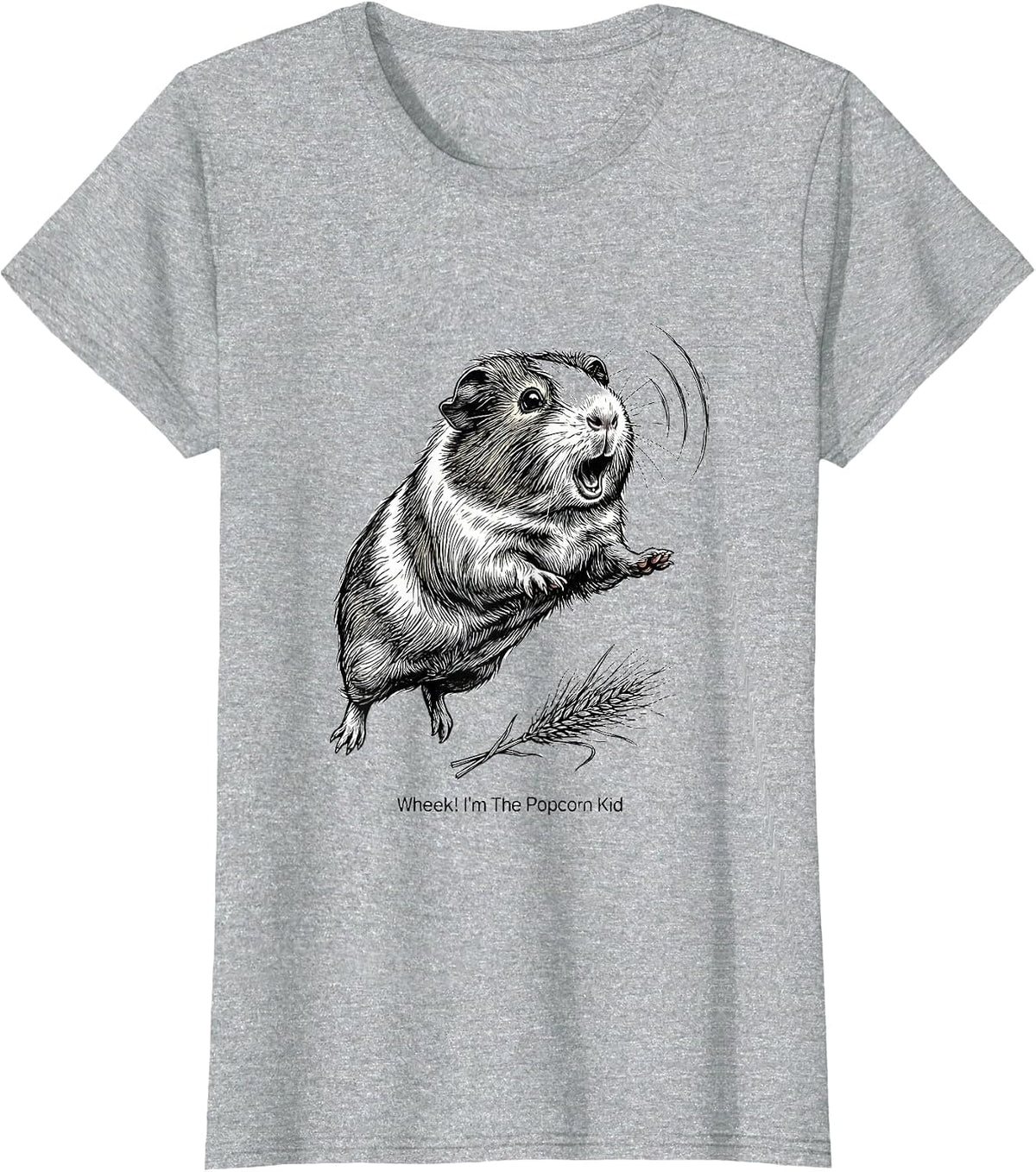Women's Wheek! I'm The Popcorn Kid Funny Guinea Pig Cavy Lover T-Shirt - Heather Grey