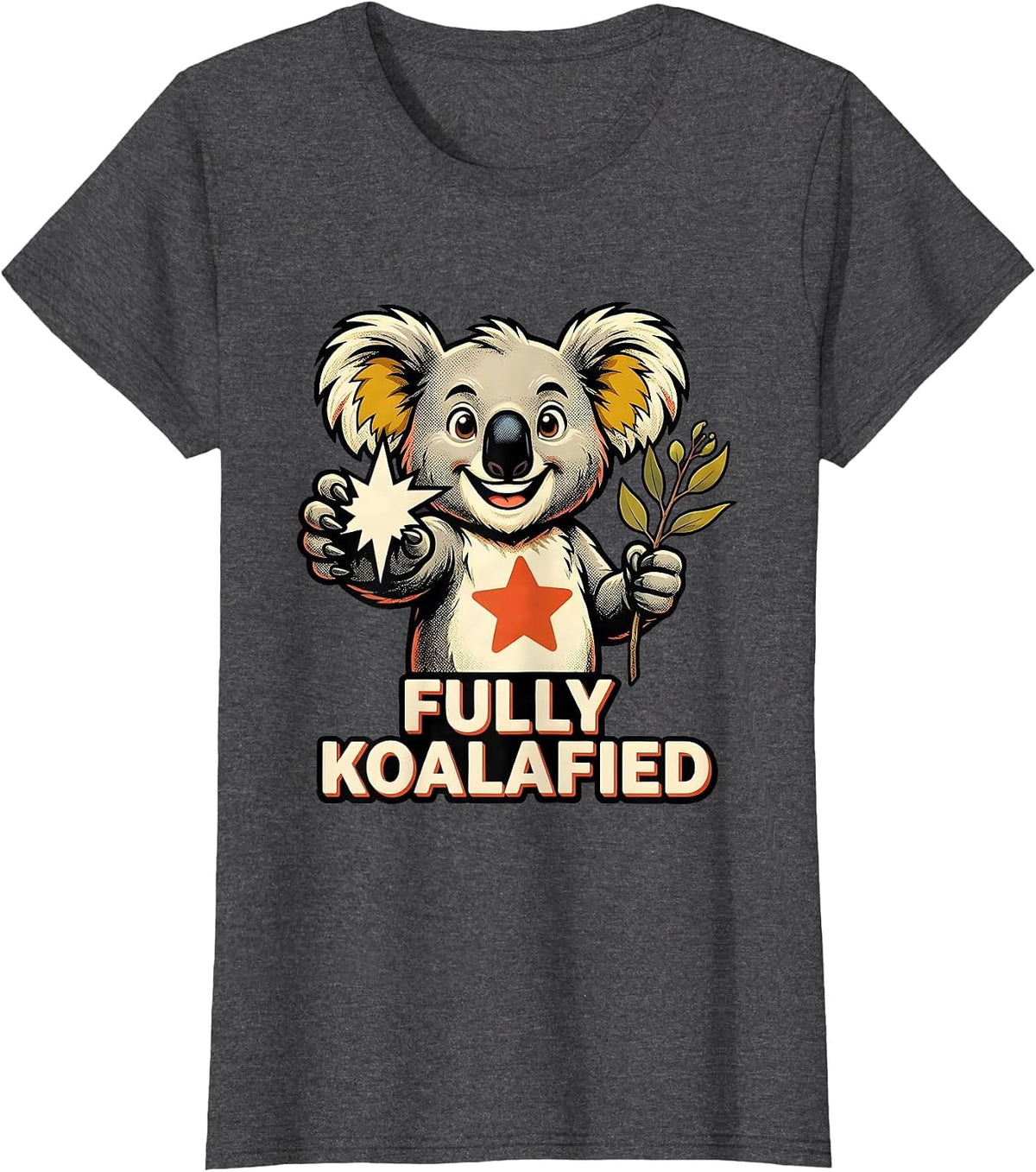 Women's Fully Koalafied Retro Advertising Mascot Koala Lover Animal T-Shirt - Dark Heather Grey