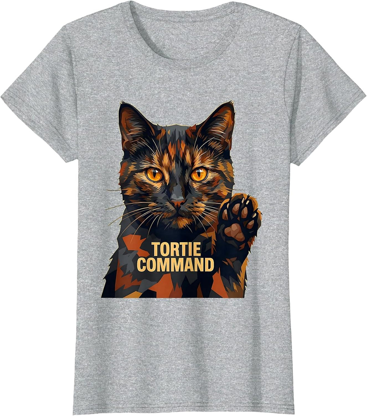 Tortie Command Funny Tortie Cat Lover Tortoiseshell Cat T-Shirt - Heather Grey