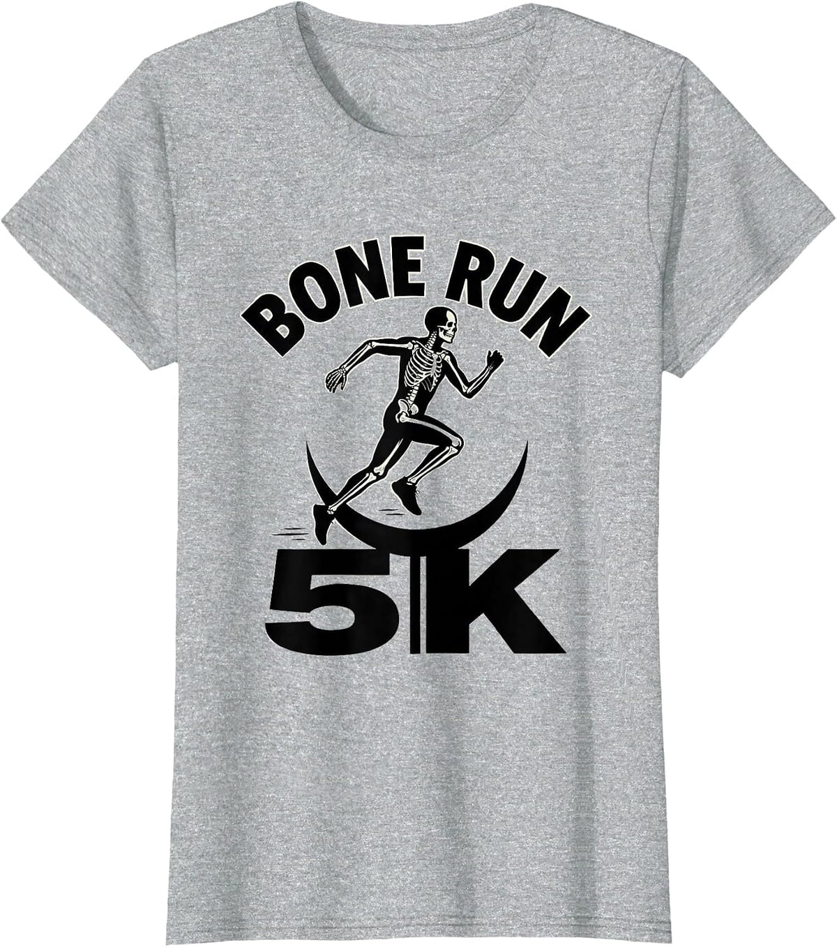 Bone Run 5K Funny Halloween Skeleton Runner Matching Fun Run T-Shirt - Heather Grey