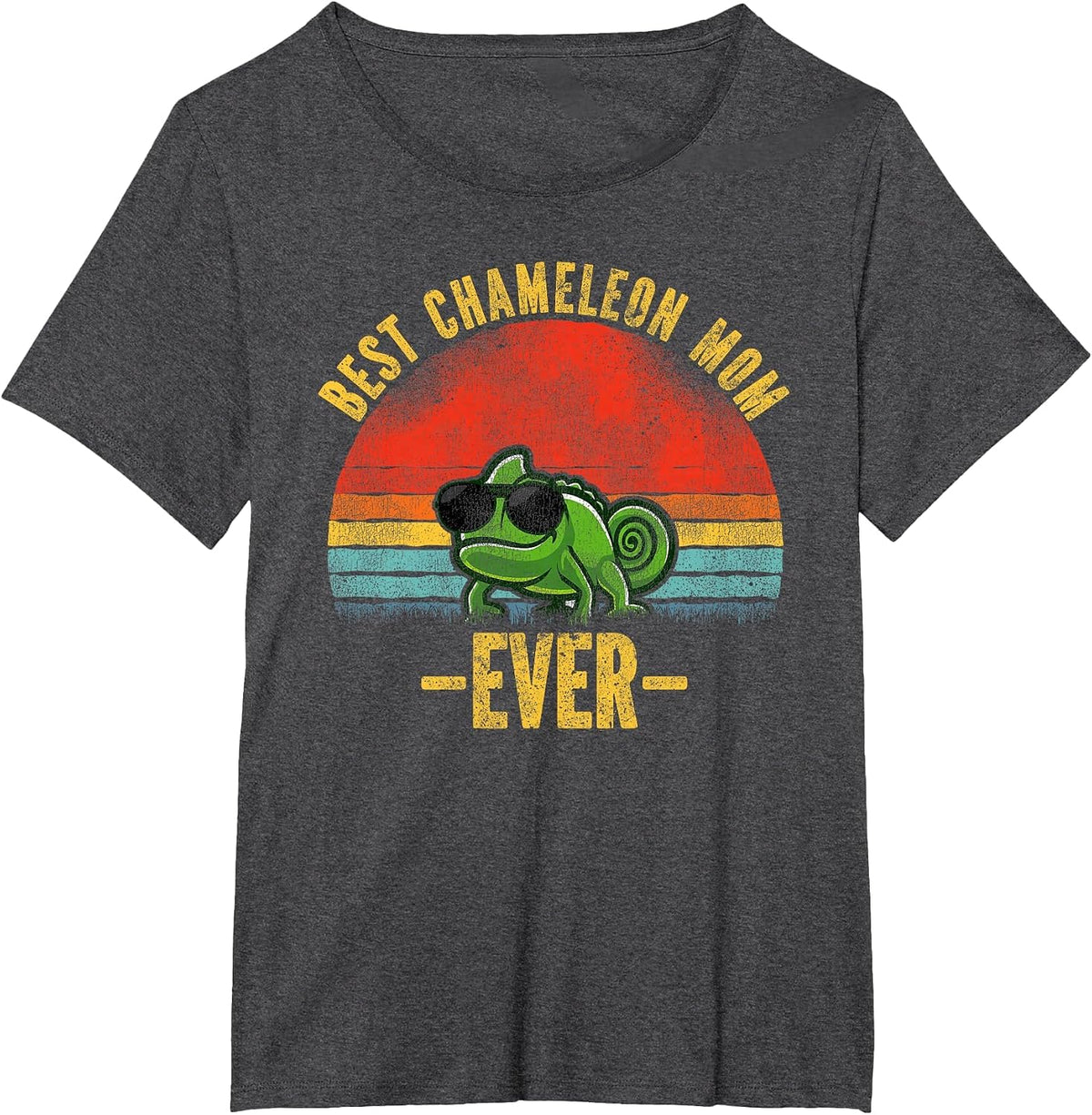 Best Chameleon Mom Ever Vintage Retro Sunset T-Shirt - Dark Heather Grey