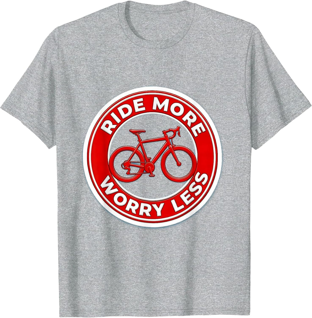 Men's Ride More Worry Less Cycling Design T-Shirt - Heather Grey