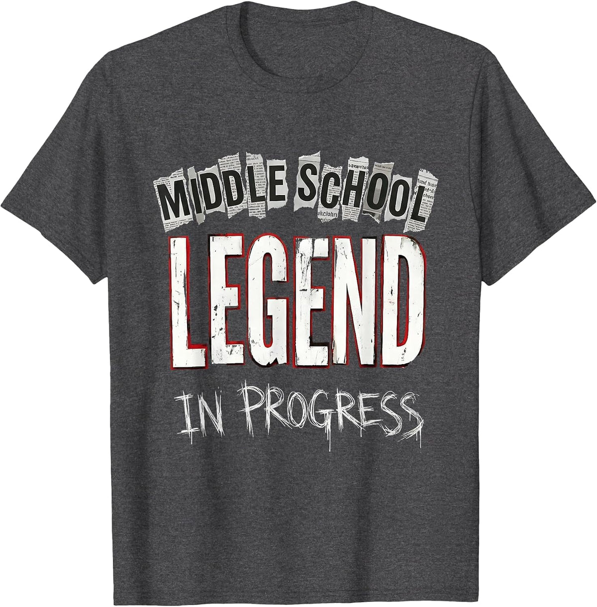 Middle School Legend In Progress Teacher Design T-Shirt - Dark Heather Grey