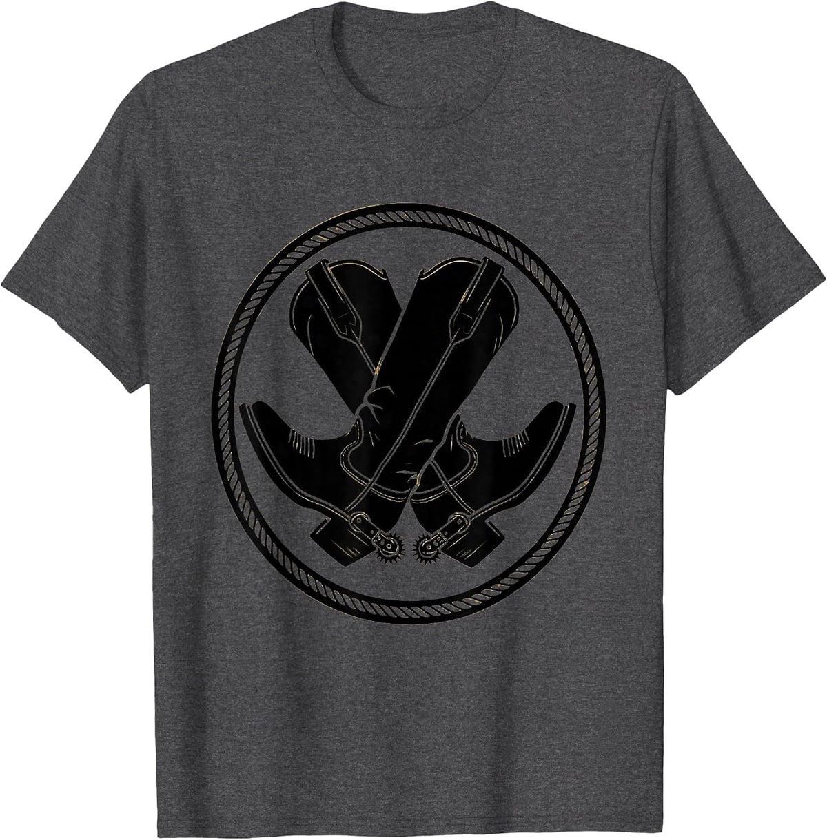 Crossed Cowboy Boots With Spurs Western Graphic T-Shirt - Dark Heather Grey