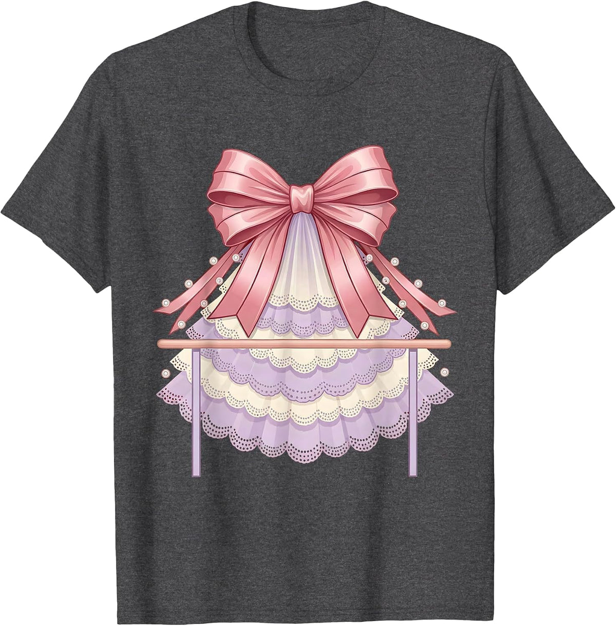 Men's Balletcore Tulle Skirt Ballet Barre Graphic T-Shirt - Dark Heather Grey