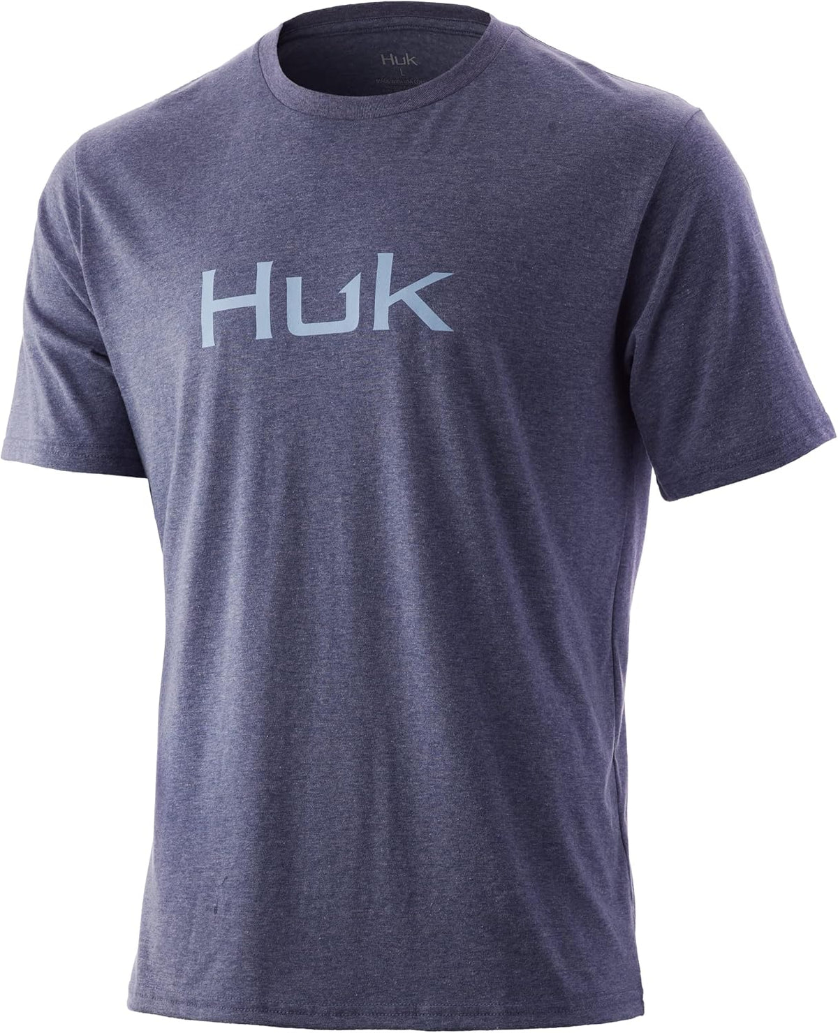 HUK Men's Performance Fishing Logo Tee, Short Sleeve, Quick-Dry - Sargasso Sea Heather