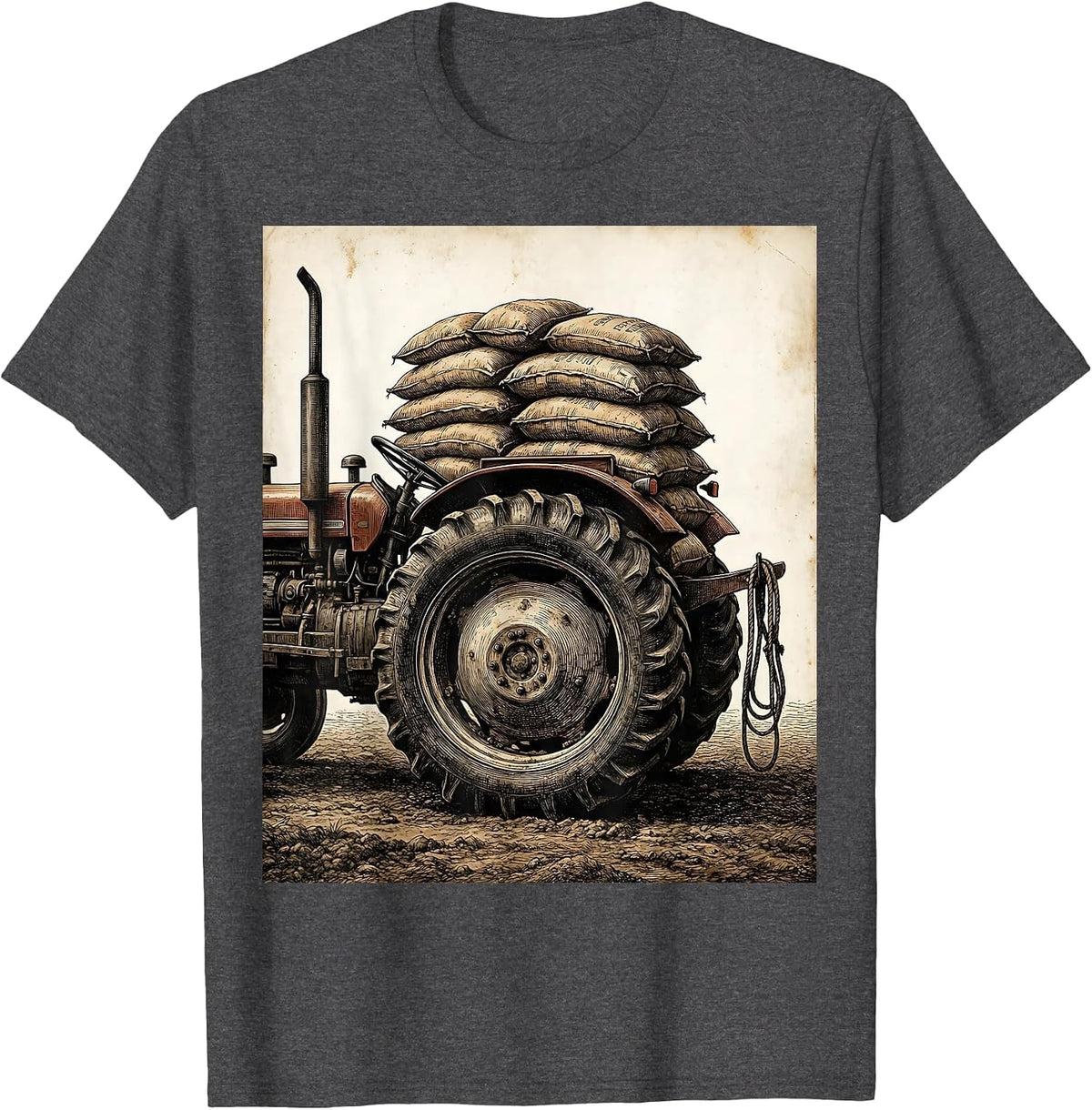 Vintage Farm Tractor Farmer Pride T-Shirt - Dark Heather Grey