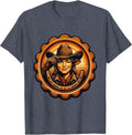 Cowgirl Tipping Hat Winking Western Graphic T-Shirt - Heather Blue