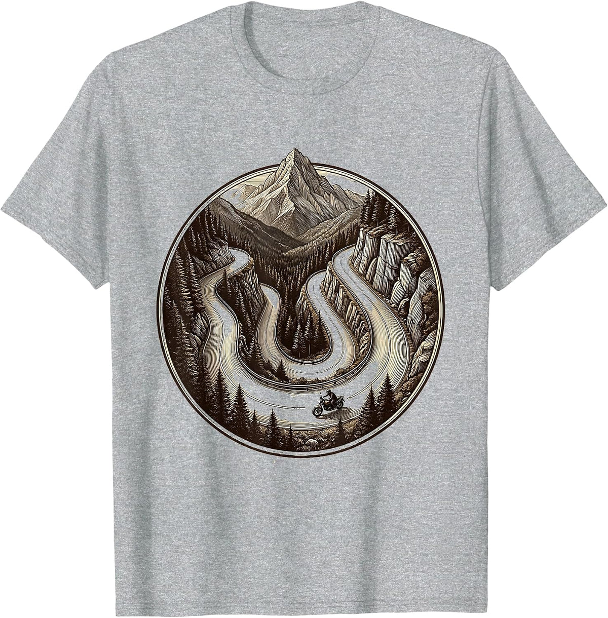 Men's Eagle Eye Mountain Road Motorcycle Graphic T-Shirt - Heather Grey