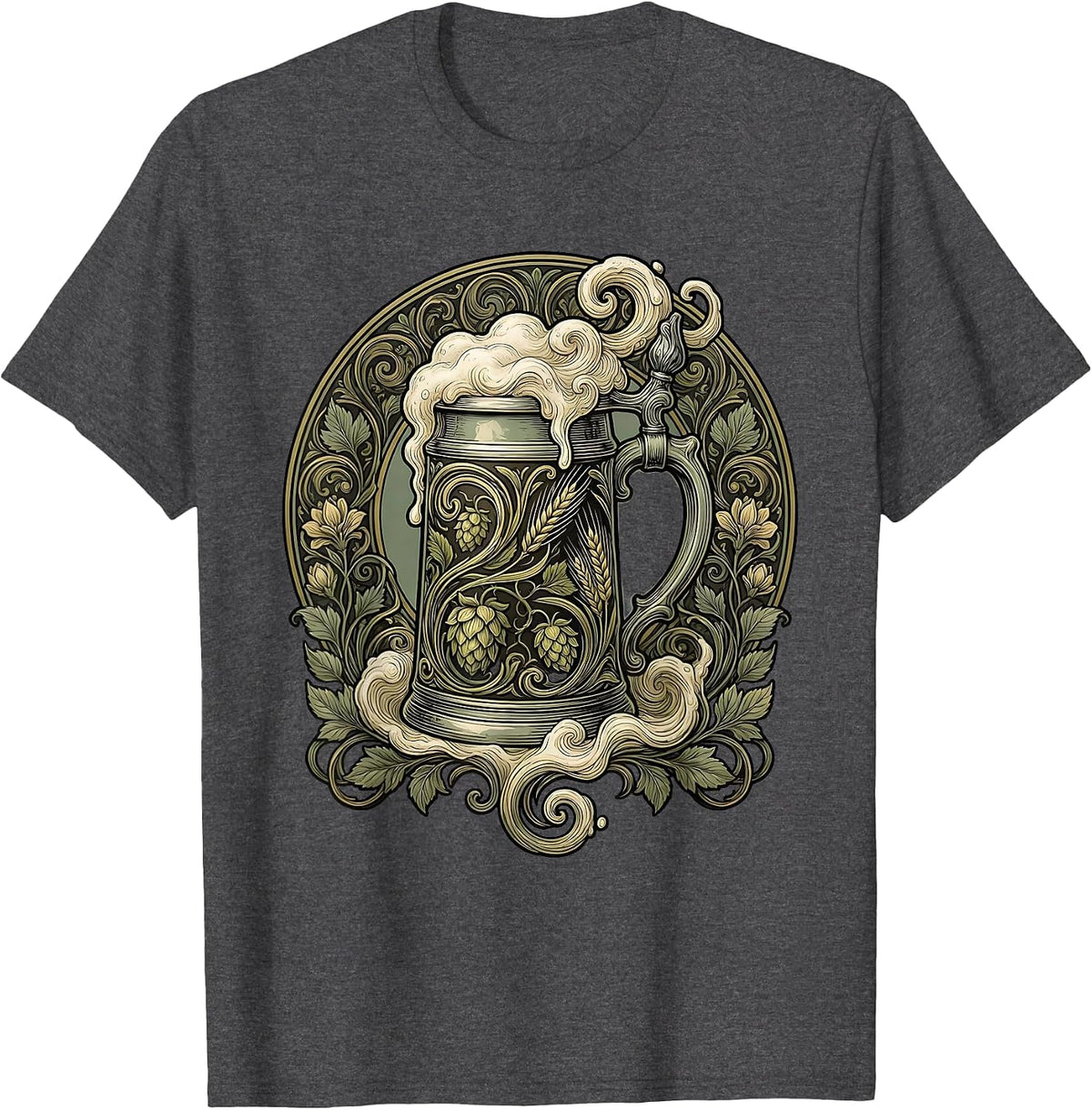 Men's Overflowing Beer Stein Oktoberfest Graphic T-Shirt - Dark Heather Grey