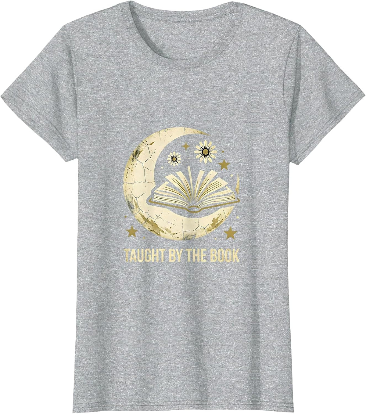 Taught by the Book Teacher Librarian Design T-Shirt - Heather Grey