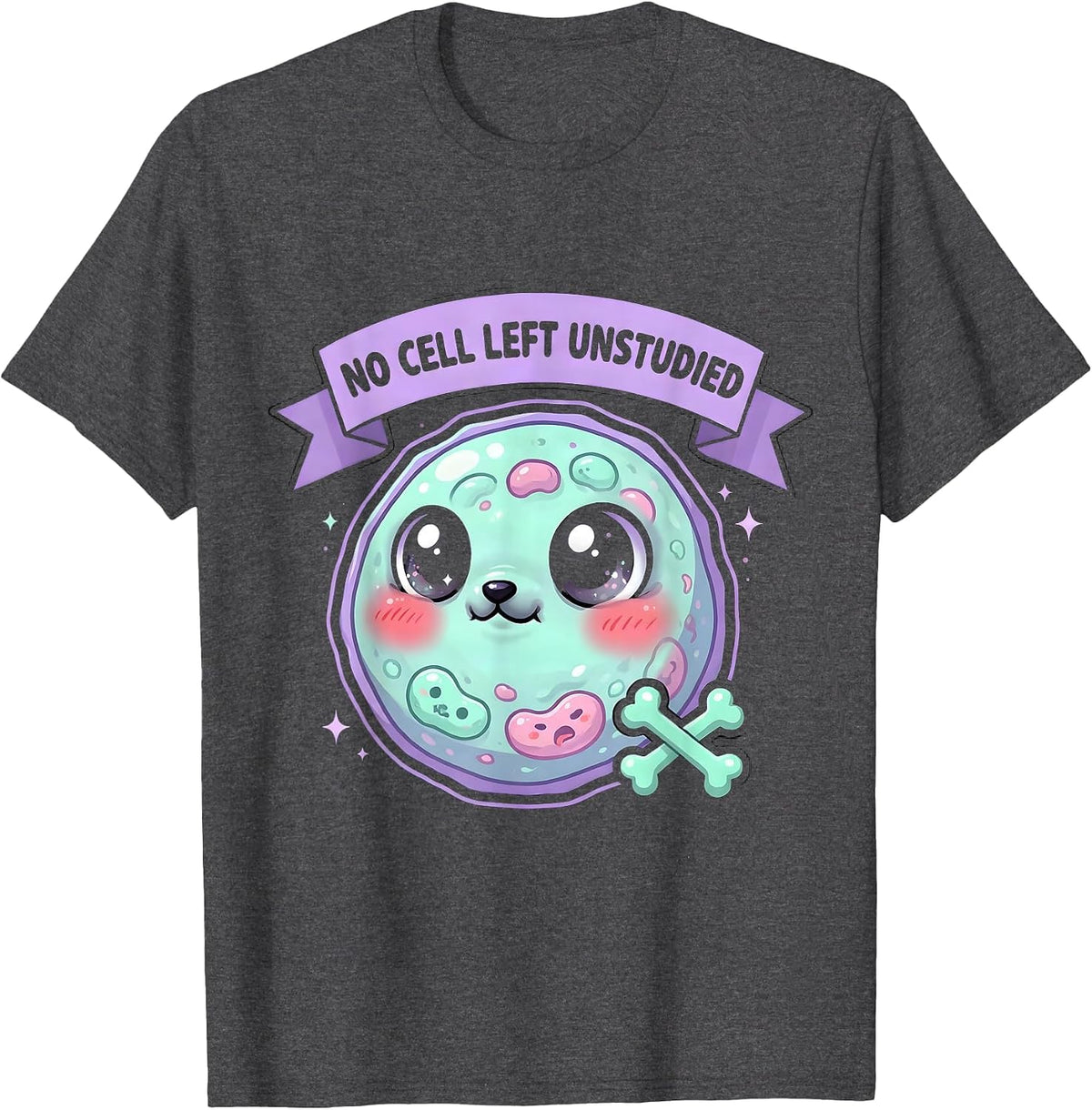 Men's No Cell Left Unstudied Science Teacher Design T-Shirt - Dark Heather Grey