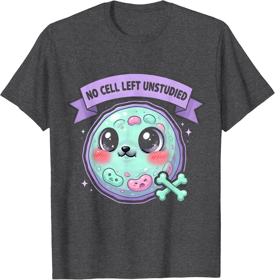 Men's No Cell Left Unstudied Science Teacher Design T-Shirt - Dark Heather Grey