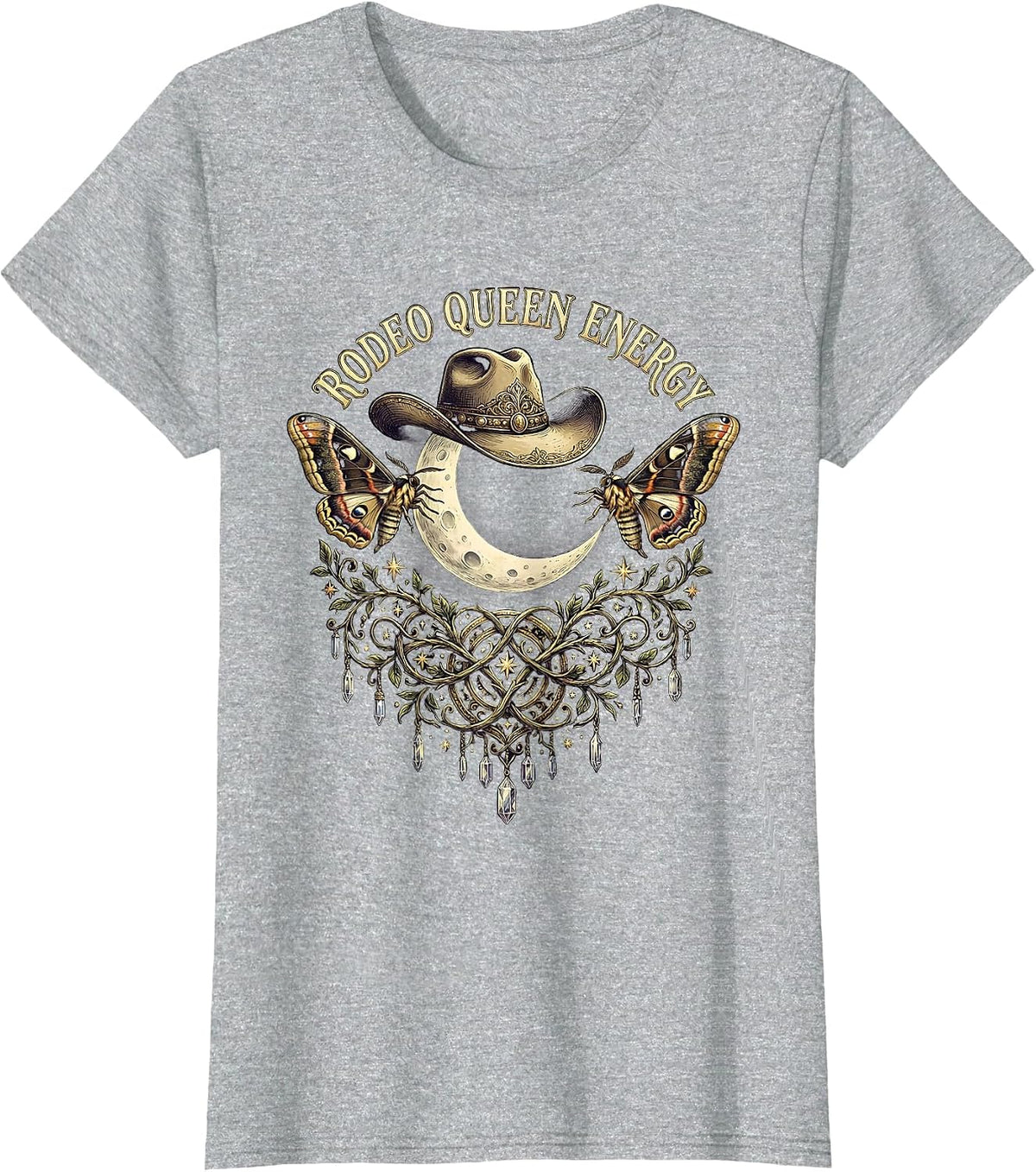 Rodeo Queen Energy Cowgirl Design T-Shirt - Heather Grey