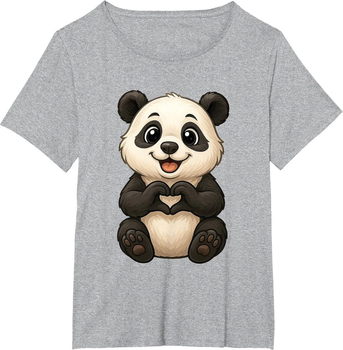 Panda with Heart | Sweet Panda Bear with a Heart Symbol T-Shirt - Heather Grey