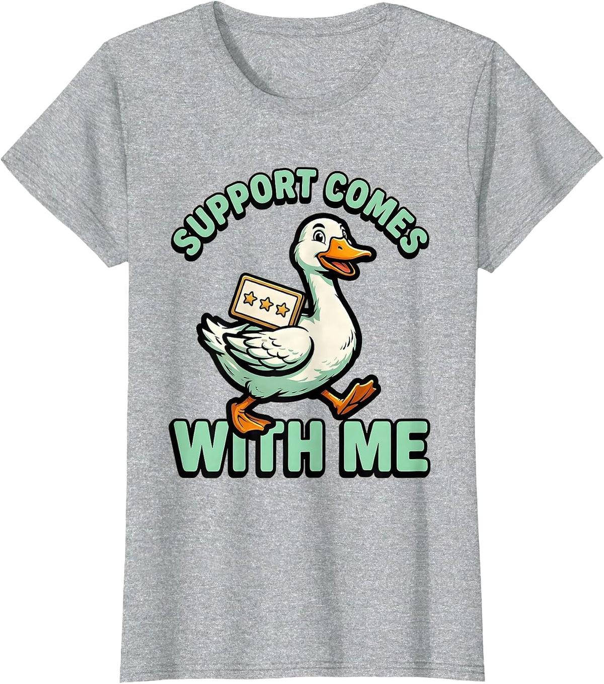 Support Comes With Me Funny Silly Goose Special Education T-Shirt - Heather Grey