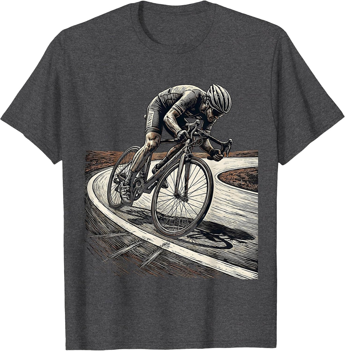 Old Guy Road Bike Switchback Lean Cycling Humor T-Shirt - Dark Heather Grey