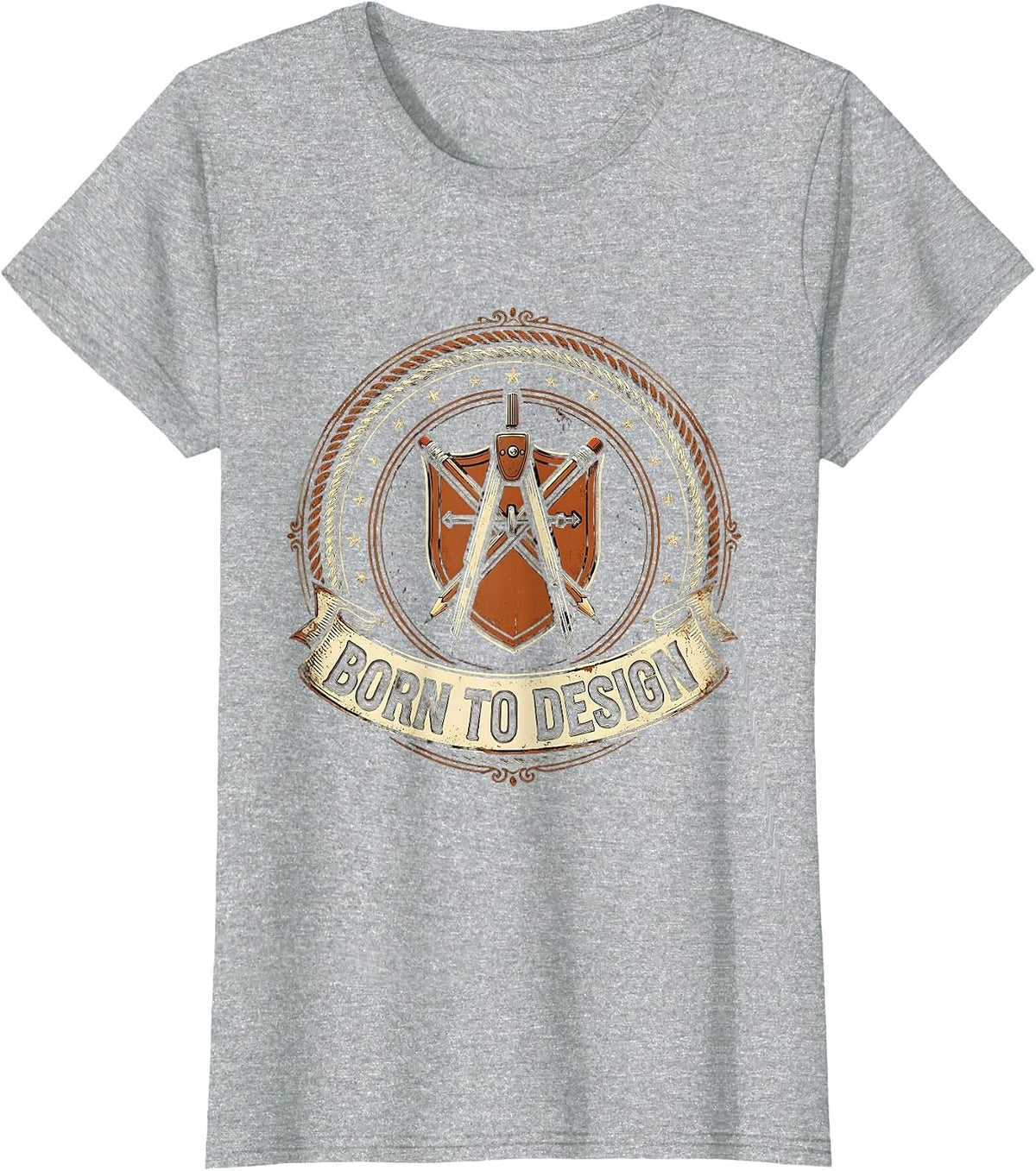Born to Design Creative Graphic Designer Tee T-Shirt - Heather Grey