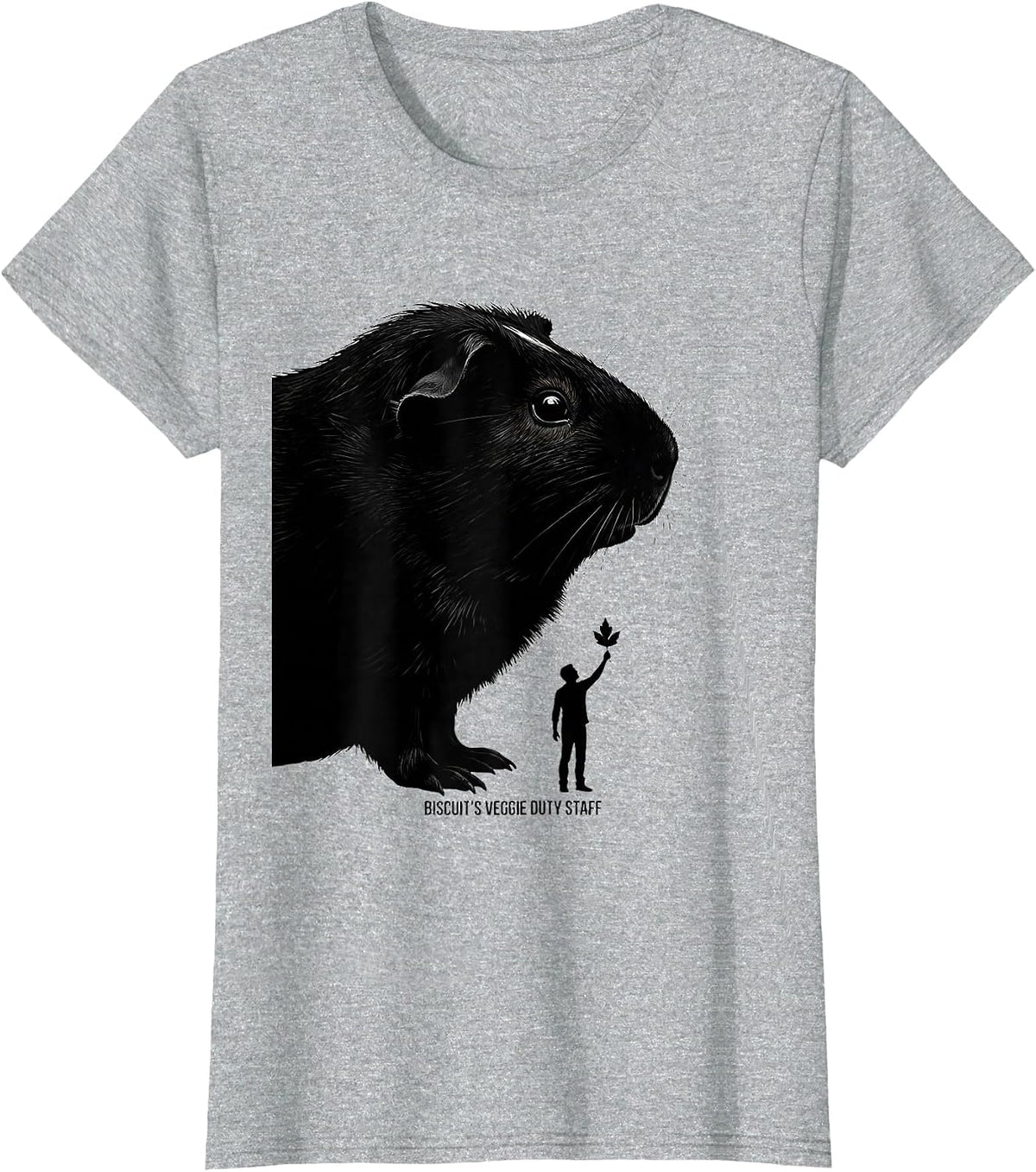 Women's Biscuit's Veggie Duty Staff Funny Guinea Pig Pet Lover Gift T-Shirt - Heather Grey