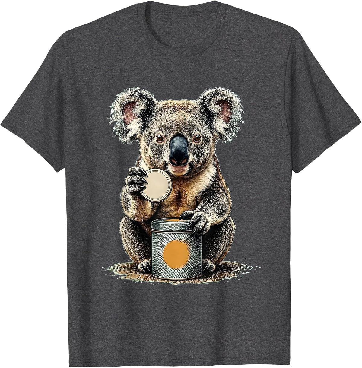 Men's Koala Tea Lover Funny Cute Animal Humor T-Shirt - Dark Heather Grey