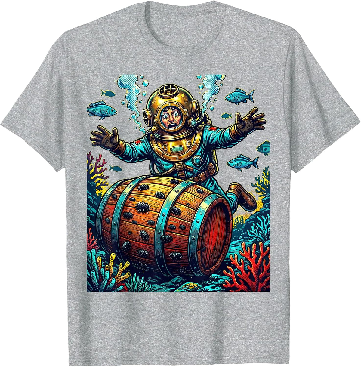 Men's Deep Sea Diver Sunken Beer Barrel Discovery T-Shirt - Heather Grey