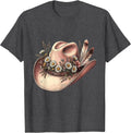 Men's Wildflower Cowgirl Hat Western Graphic Design T-Shirt - Dark Heather Grey