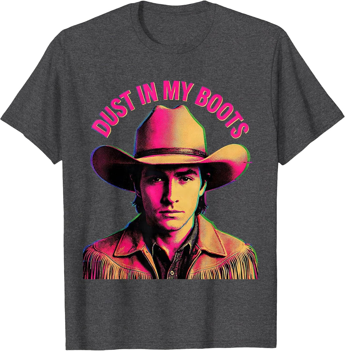 Dust In My Boots White Cowgirl Western Design T-Shirt - Dark Heather Grey