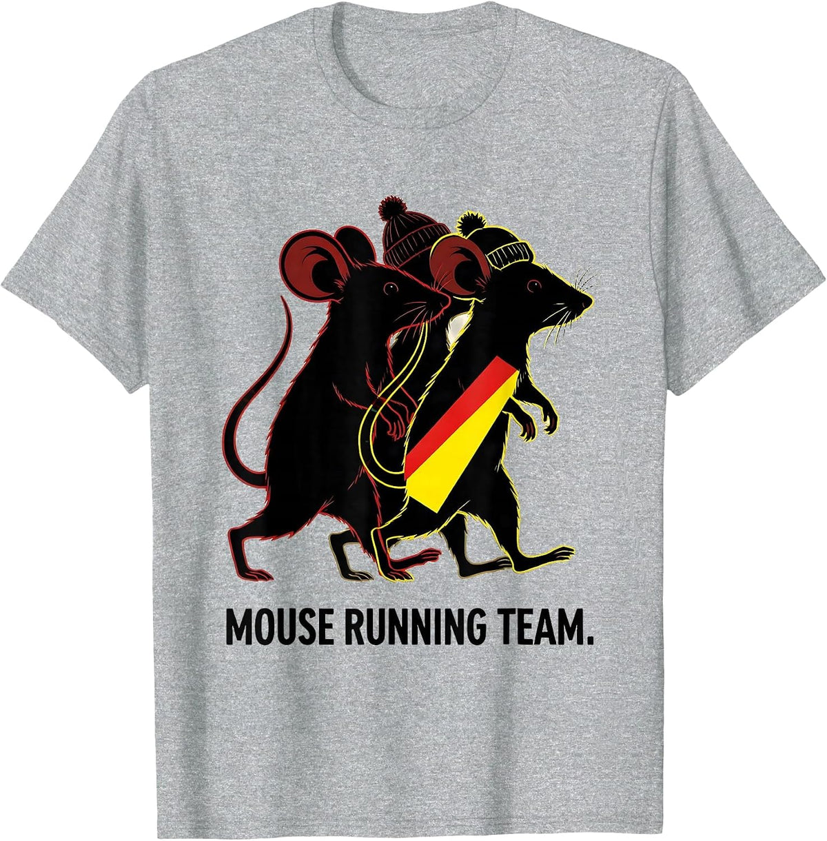 Men's Mouse Running Team Funny Christmas Fun Run Runner Squad T-Shirt - Heather Grey