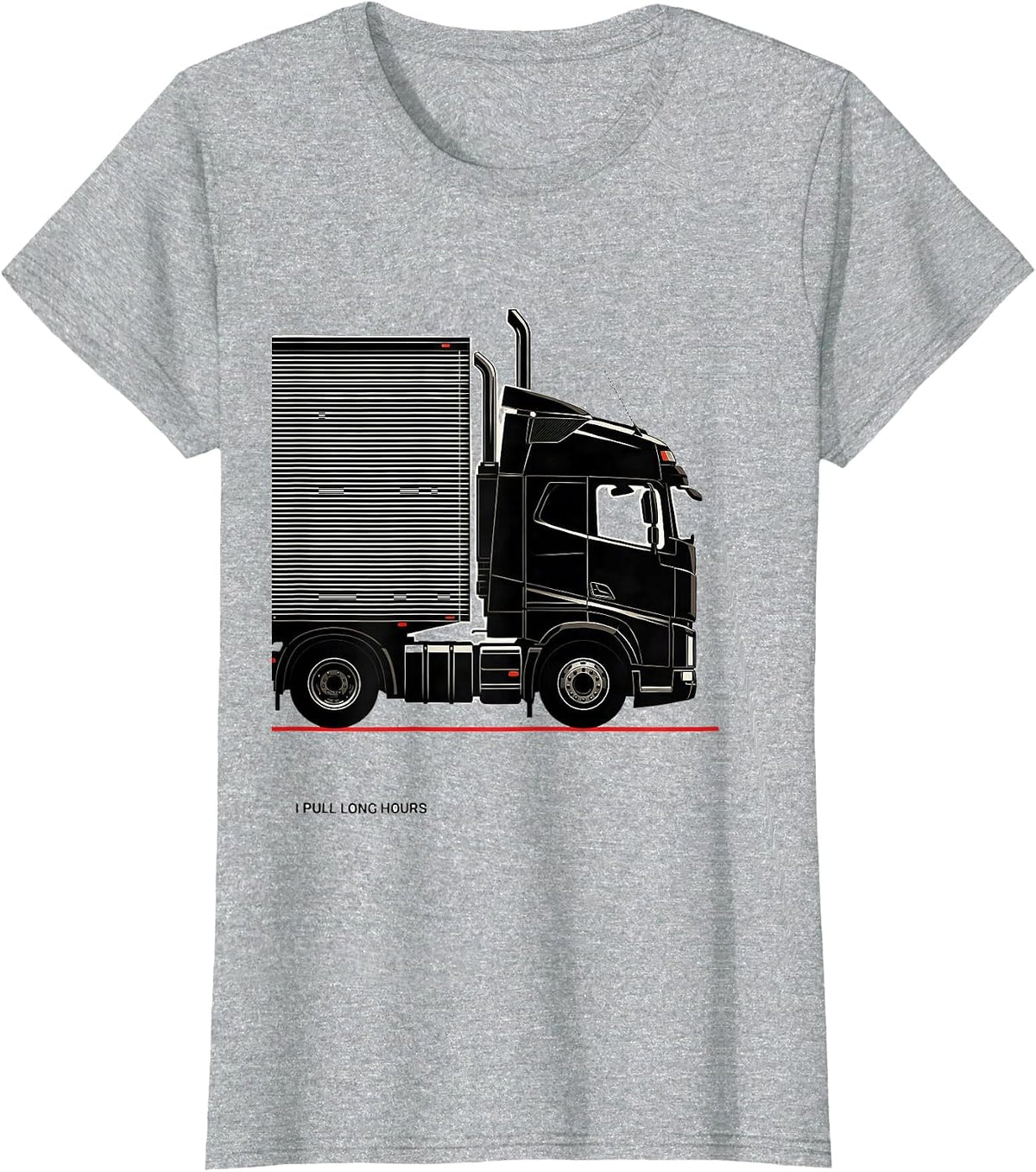 I Pull Long Hours Funny Semi Truck Driver Trucker Humor T-Shirt - Heather Grey