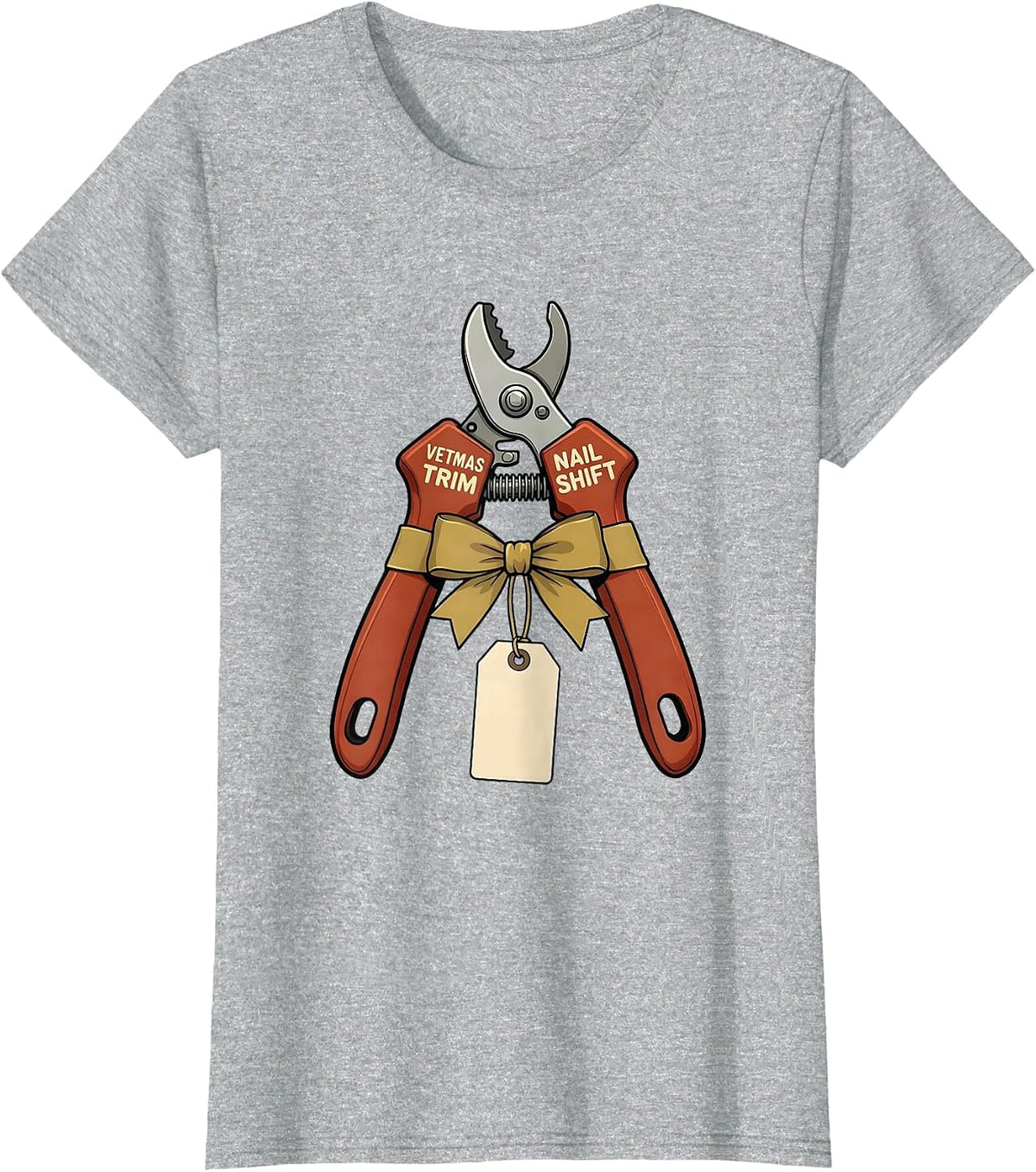 Vetmas Nail Trim Shift Funny Vet Tech Christmas Veterinary T-Shirt - Heather Grey