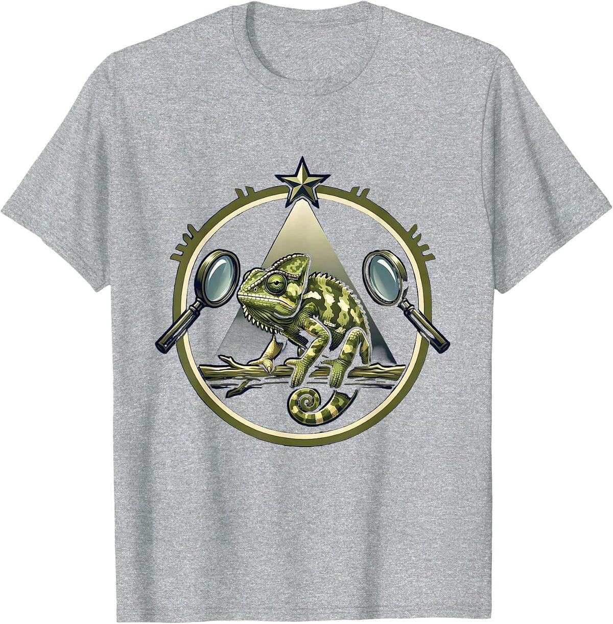 Men's Chameleon Camouflage Funny Spotted Reptile Design T-Shirt - Heather Grey