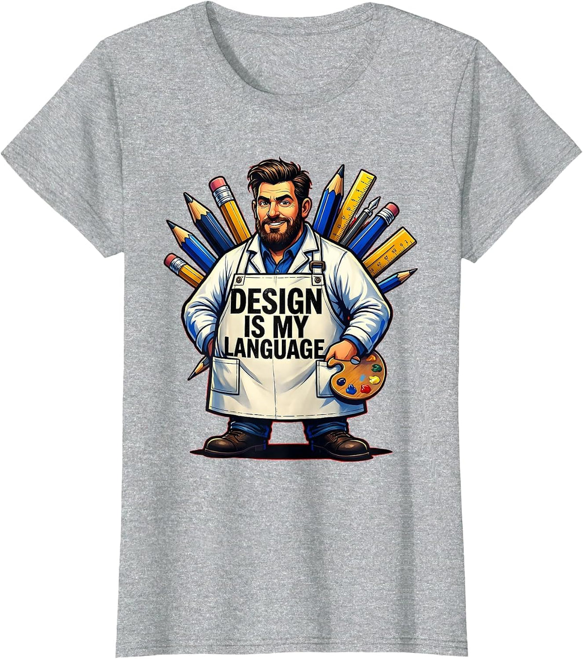 Design Is My Language Graphic Tee for Men T-Shirt - Heather Grey