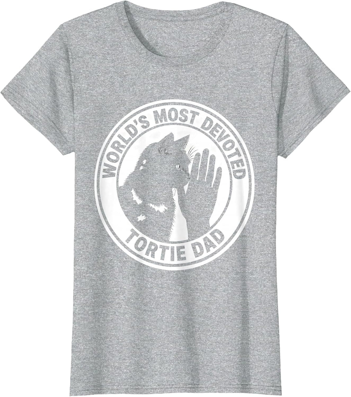 World's Most Devoted Tortie Dad Funny Tortoiseshell Cat T-Shirt - Heather Grey