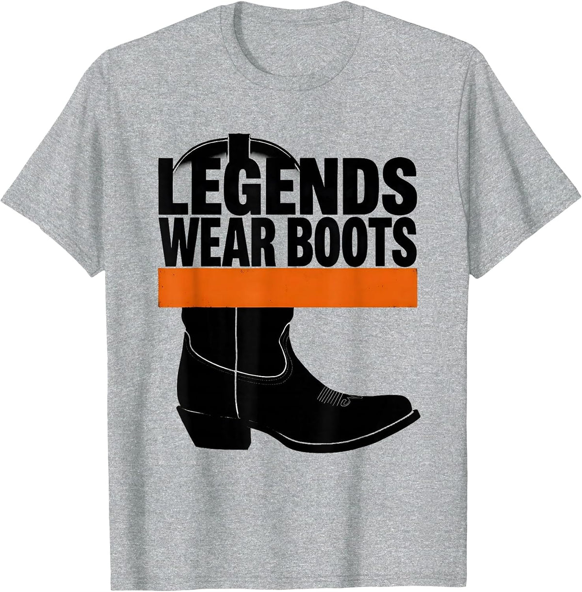 Men's Legends Wear Boots Western Cowboy Design T-Shirt - Heather Grey