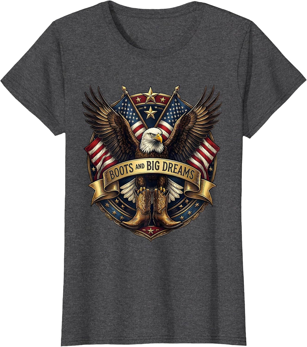 Women's Boots and Big Dreams Cowboy Graphic T-Shirt - Dark Heather Grey