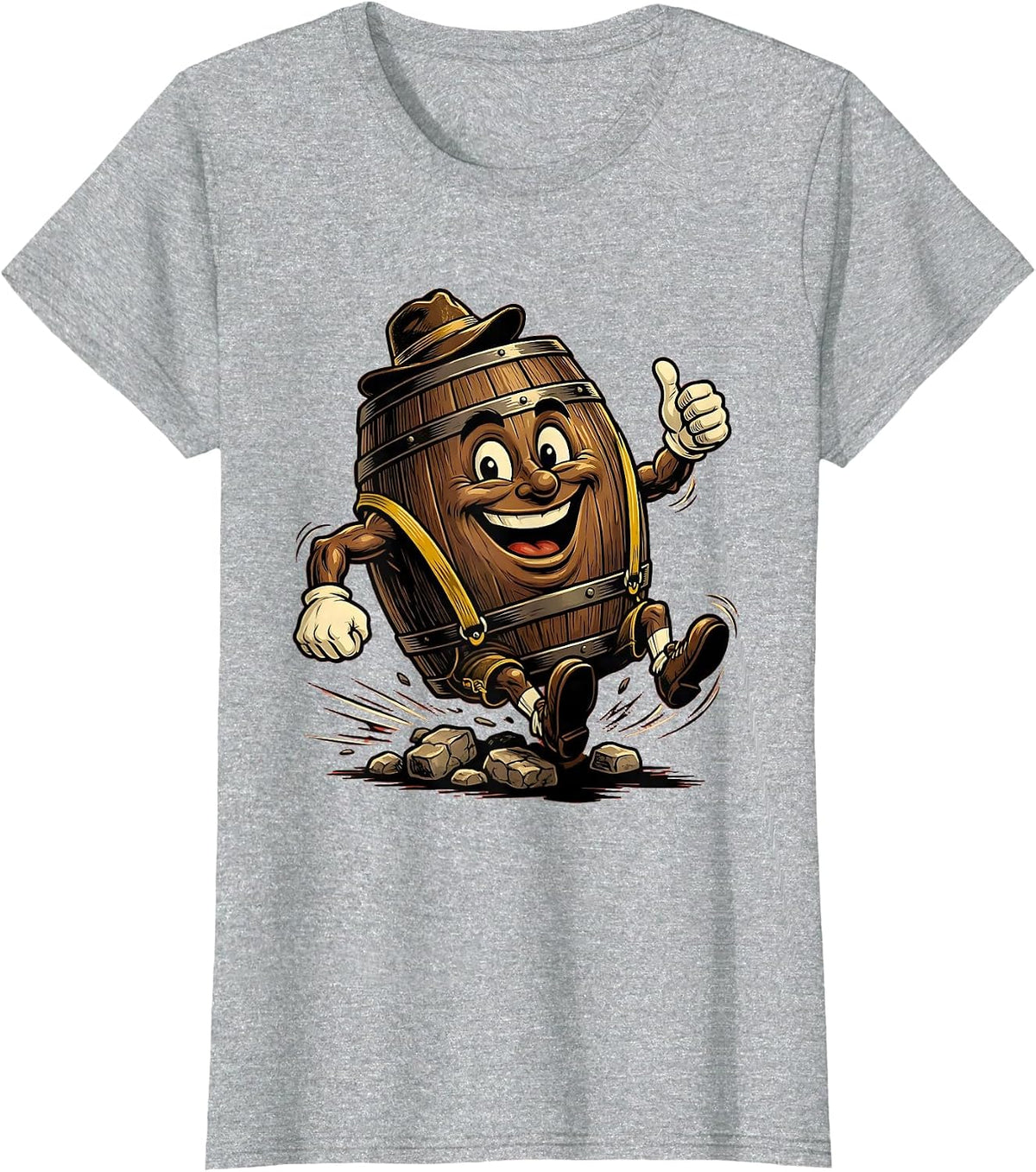 Women's Oktoberfest Barrel Rolling Cobblestone Street T-Shirt - Heather Grey