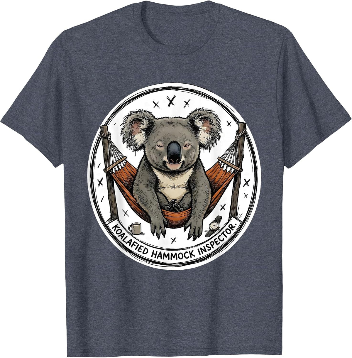 Koalafied Hammock Inspector Funny Koala Lover Cute Animal T-Shirt - Heather Blue