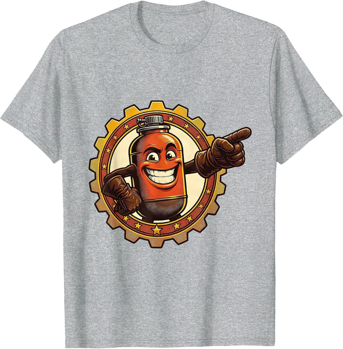 Men's Labor Day Blowtorch Gloved Hands Illustration T-Shirt - Heather Grey