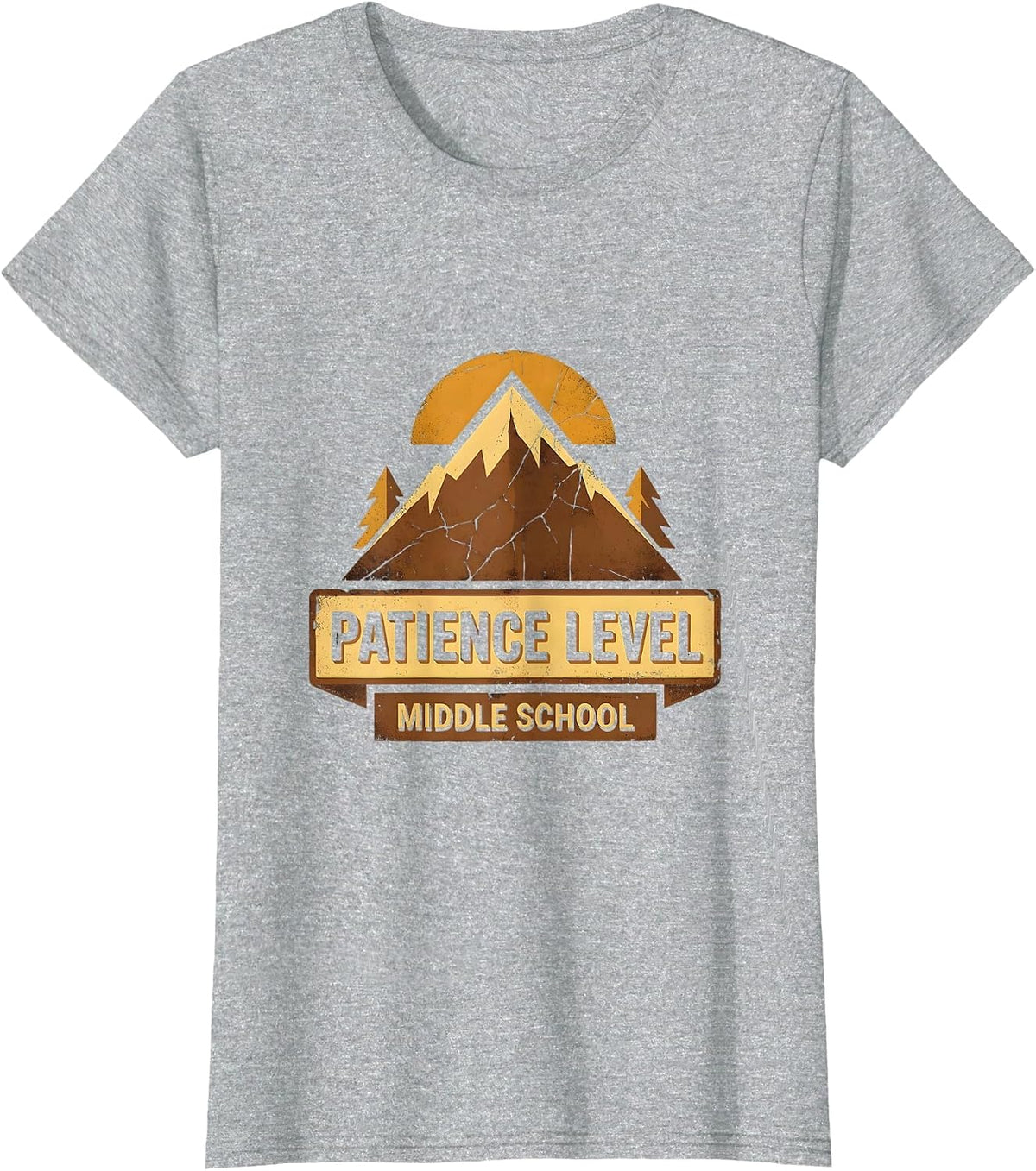 Patience Level Middle School Teacher Design T-Shirt - Heather Grey