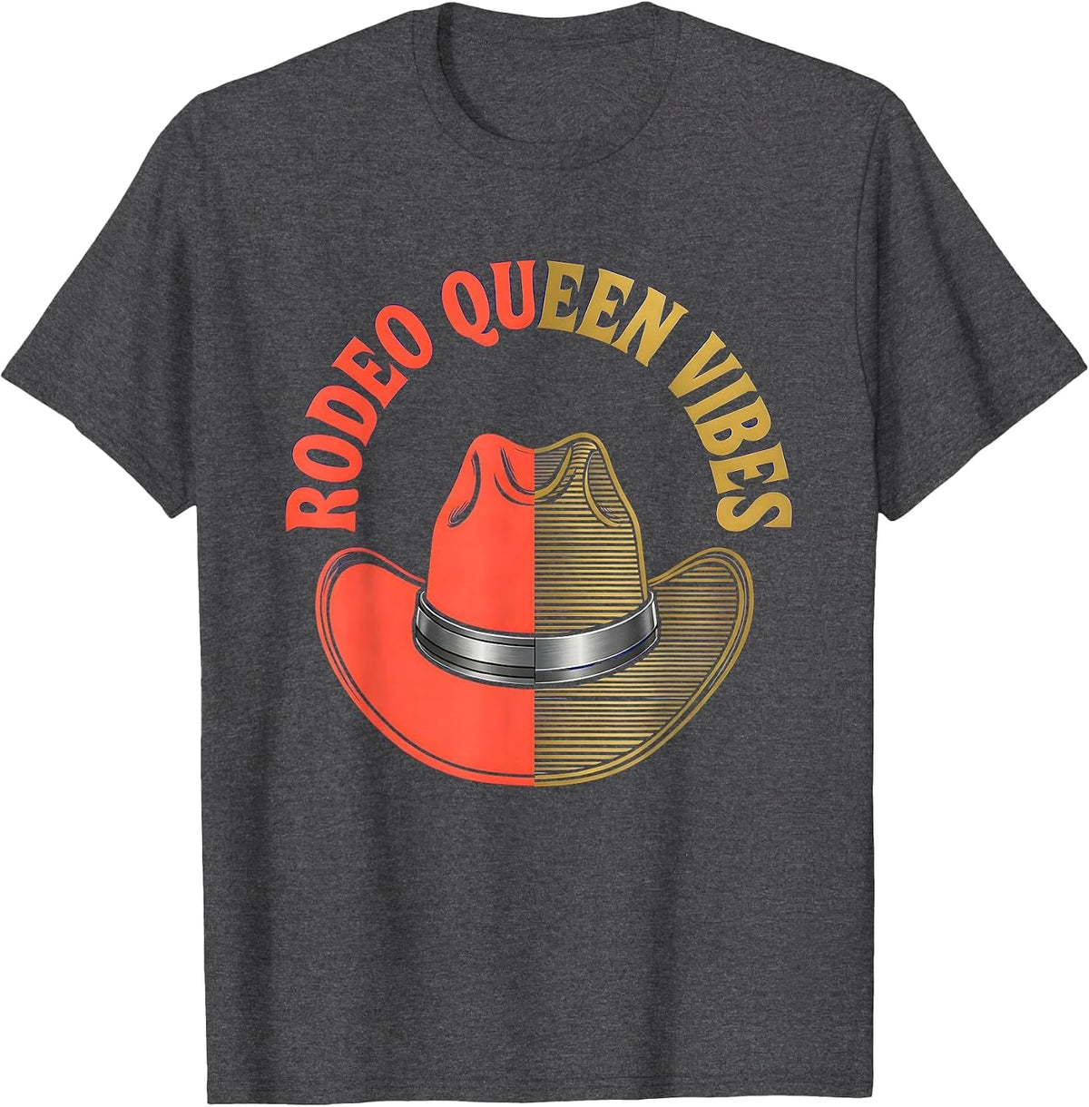 Men's Rodeo Queen Vibes Cowgirl Graphic Design T-Shirt - Dark Heather Grey