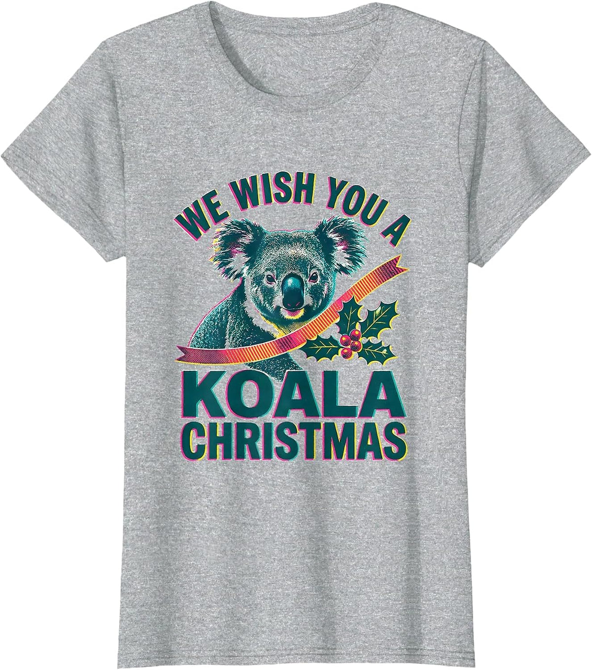 Women's We Wish You A Koala Christmas Cute Koala Lover Pun Humor T-Shirt - Heather Grey