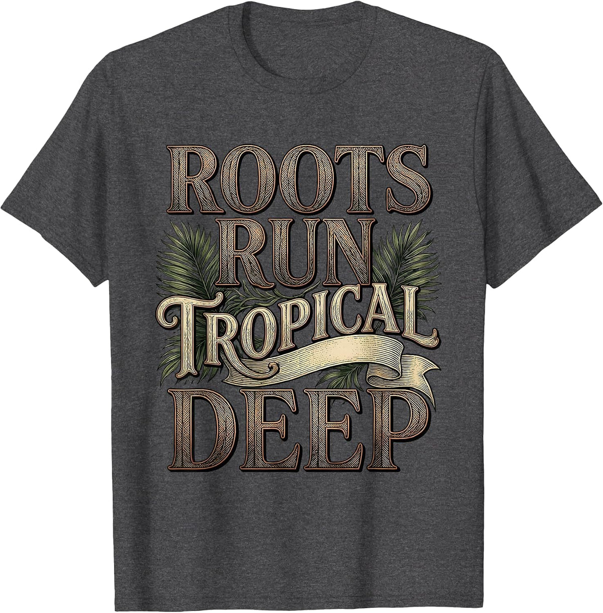 Men's Tropical Heritage Strong Merengue Dancers Design T-Shirt - Dark Heather Grey
